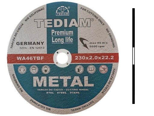 Kotúč rezný na kov 230x2,0 Tediam PREMIUM