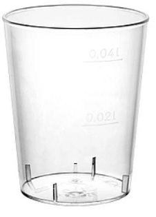 Plastové poháre na vodku s odmerkou 40 ml 50 ks
