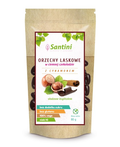 Lieskové orechy v tmavej čokoláde so škoricou, 80 g