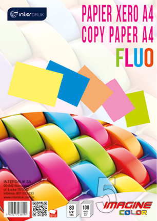 Intenzívny farebný papier do kopírky A4, 5 farieb