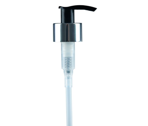 Fľaša s dávkovacou pumpičkou 1000ml, PET, hnedý / strieborný dávkovač