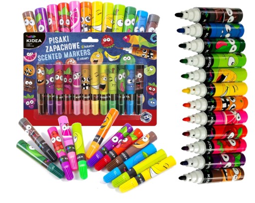 Kidea fixky na ovocie, voňavé fixky, 12 farieb