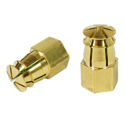 Nábytková objímka 10x M6 x 15 mm, mosadz, s rozpínacou guľou, drevená vložka