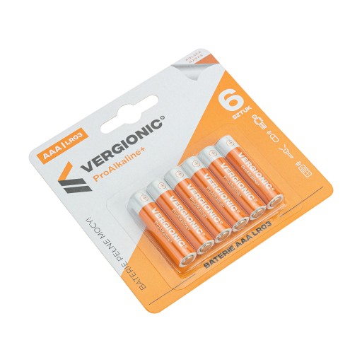 6x VÝKONNÁ ALKAICKÁ BATÉRIA LR03 R3 AAA Vergionic