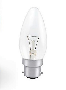 Anglická Sviečková Žiarovka B35 230V B22 25W Transparentná 22mm