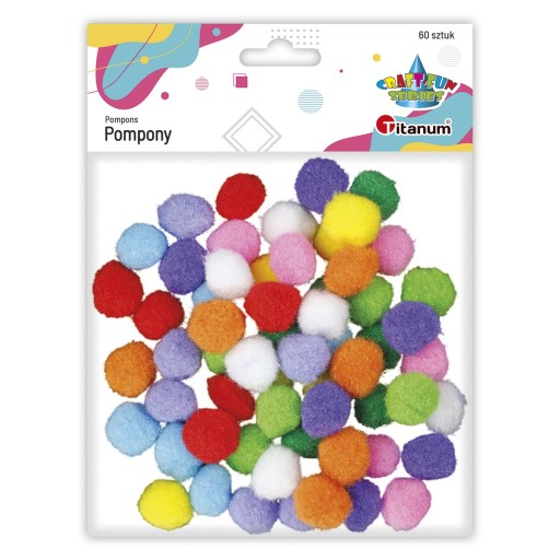 Ozdobné farebné pompony 20mm 60 ks kreatívne Titanum