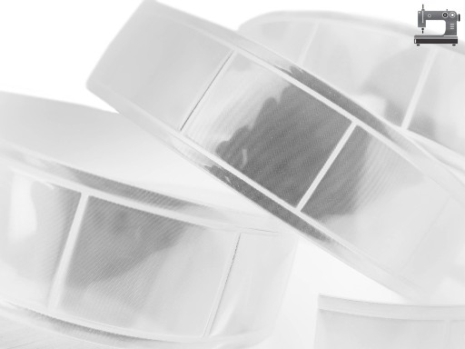 Reflexná PVC páska na šitie, biela, 2,5 cm