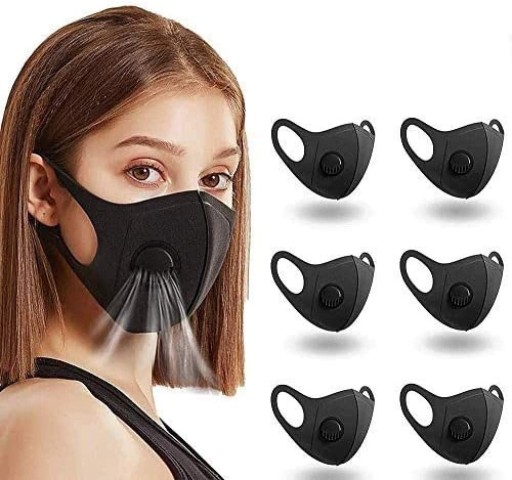 6x OPÄTOVNE POUŽITEĽNÁ 3D OCHRANNÁ HUBKOVÁ MASKA S VENTILOM