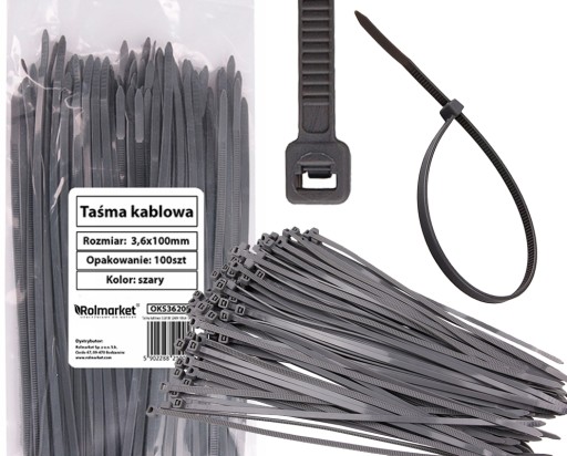 KABELOVÉ SPOJKY CLAMP TIES sťahovacie pásky na káble 3,6x100mm šedá 200 ks