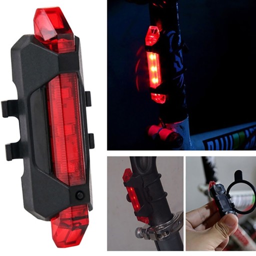 LED ZADNÁ BICYKELOVÁ LAMPA, vstavaná batéria, USB nabíjanie