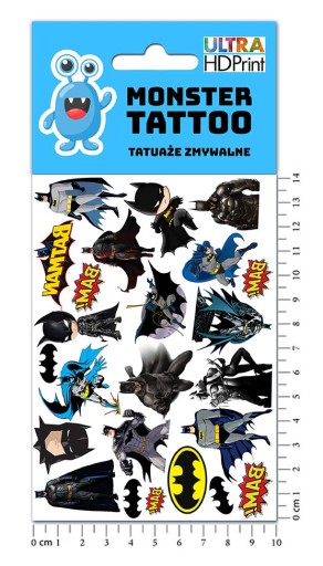 UMÝVAJÚCE DOČASNÉ TETOVANIE PRE DETI DETSKÝ BATMAN ORIGINÁLNE DIZAJNY