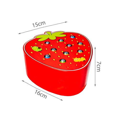 Chyťte drevenú montessori magnetickú jahodovú arkádovú hru Bug