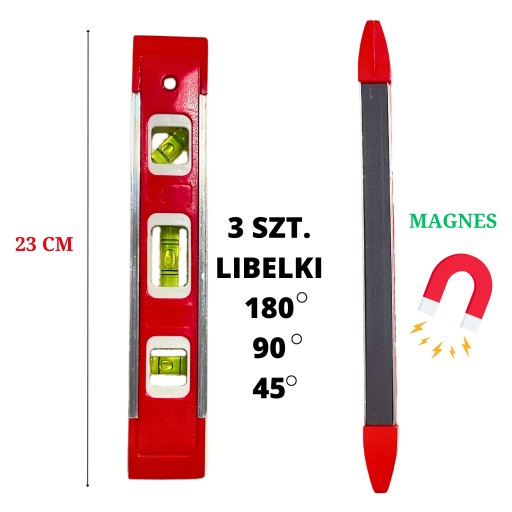 LEVEL S MAGNETOVÝM TORPÉDOM HLADINA 23CM PRE STĹPOVÉ RÚRY 3 LIBELLE