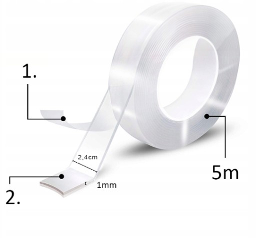 Obojstranná NANO montážna páska, opakovane použiteľná, vodeodolná, silná, 5M