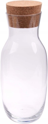 KROSNO Čistá karafa na víno, vodu, džús s prírodným korkom, 1L 1000ml