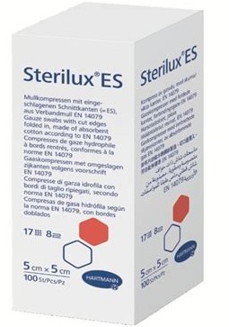 HARTMANN Sterilux ES 5x5cm 100 ks. 17n 8w nonjal.