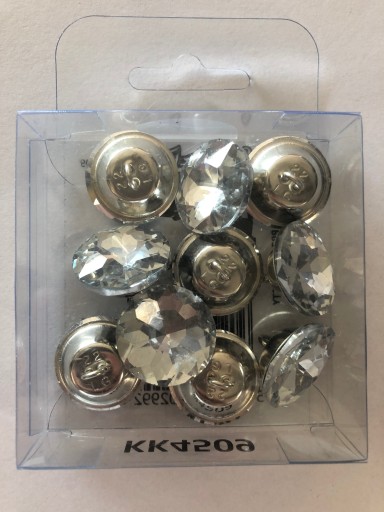 GOMBÍKY ČALÚNNE SKLENÉ DIAMANTOVÉ 22 mm - 10 ks