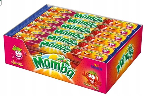 Rozpustná guma Mamba, sada Mix of Flavors, 3 prúžky