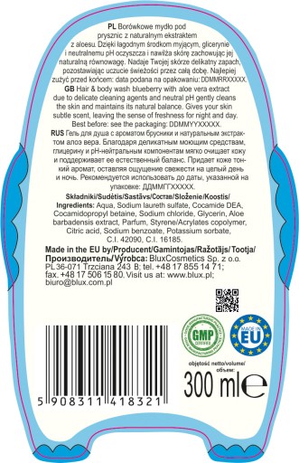 KIDS čučoriedkové sprchové mydlo s aloe 300 ml