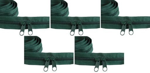 Špirálový zips páska 5 mm zips zelený FĽAŠA 5 metrov + 10 zipsov