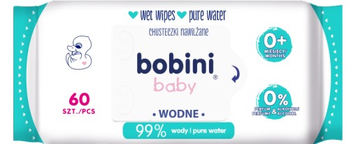 BOBINI VODNÉ Utierky 99% ČISTÁ VODA 2x60ks