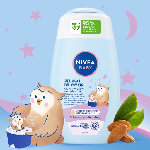 NIVEA BABY gél 2v1 na umývanie tela a vlasov pred spaním 200 ml