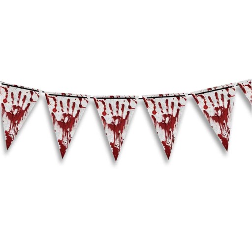FLAG BANNER krvavé škvrny HALLOWEEN sivá