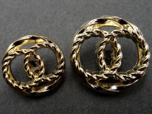 17mm Kovové gombíky DVA KRUHY 1 kus -P- farba ZLATÁ 15873
