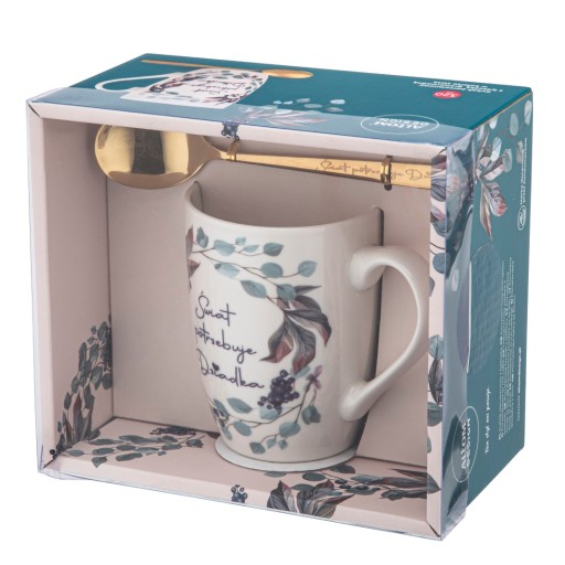 Porcelánový hrnček + lyžička s gravírovaním Altom darček ku dňu starého otca