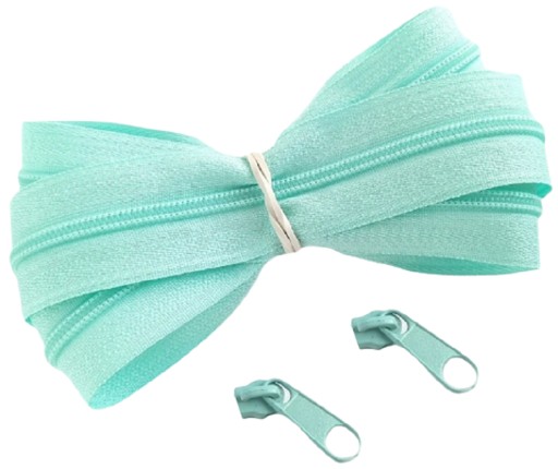 Špirálová páska na zips 3 mm zips MINT 1 meter + 2 zipsy