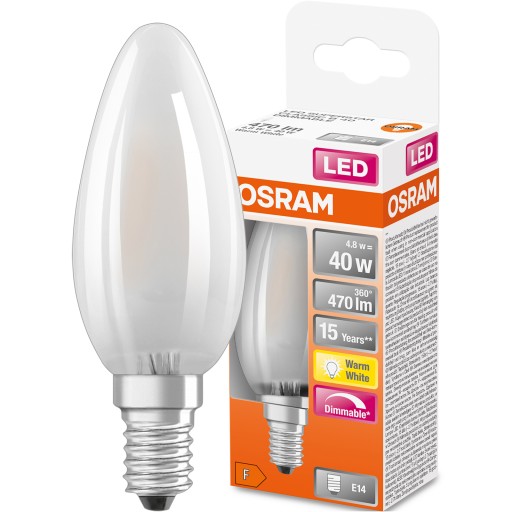 E14 B35 LED žiarovka 4,8W 2700K Stmievateľná OSRAM