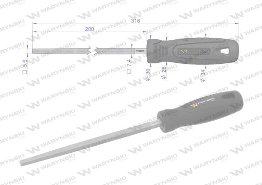 Štvorcový pilník Waryński 200 mm