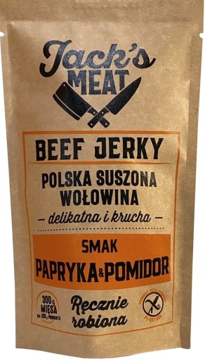 Jack's MEAT Sušené hovädzie mäso Paprika / paradajka 109 kcal 30 g