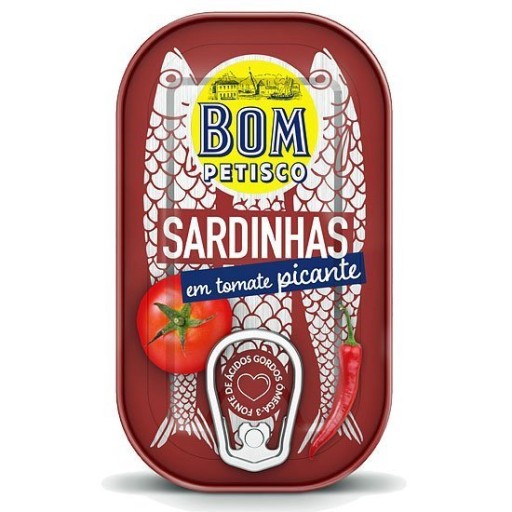Pikantné sardinky v paradajkách 120g Bom Petisco