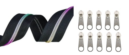 LuxTextil Zipsová PÁSKA Zips 5mm ŠPIRÁLA +10 Zipsov 5m RAINBOW