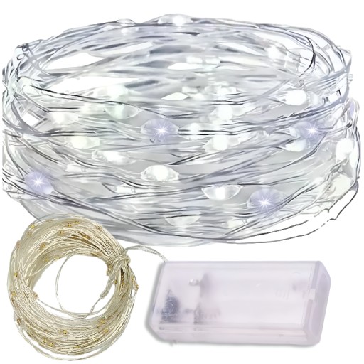 SVETLÁ NA VIANOČNÝ STROMČEK 20 LED BATÉRIOVÝ DRÔT STUDENÉ BIELE MIKRO SVETLÁ
