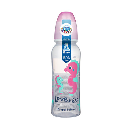 Úzka fľaša 250ml LOVE & SEA PINK