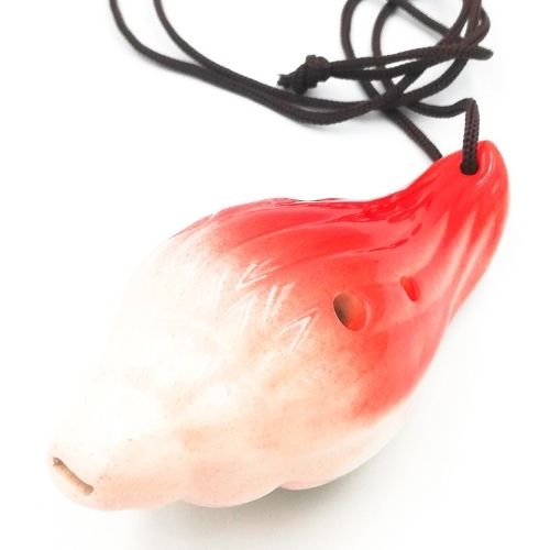 mini OCARINA keramická SHELL červená 6-dierkové noty