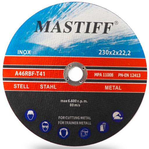 INOX OCEĽOVÉ KOVOVÉ REZNÉ KOTÚČE 230 x 2,0 x 22,2 mm MASTIFF
