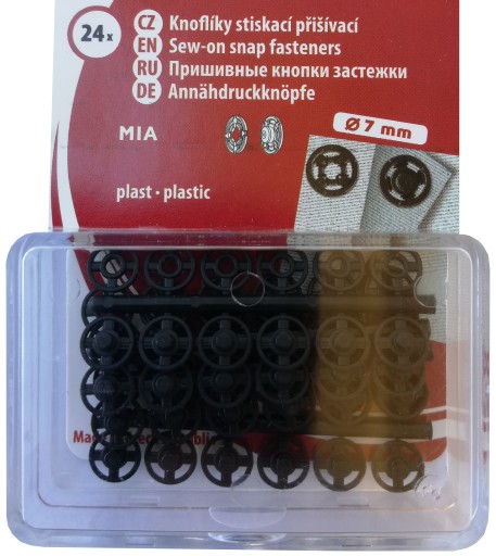 Plastové západky 7 mm - 24 sád Čierna