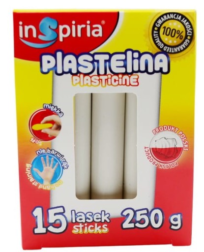 Školská plastelína BIELA 15 tyčiniek 250g Inspiria 9820