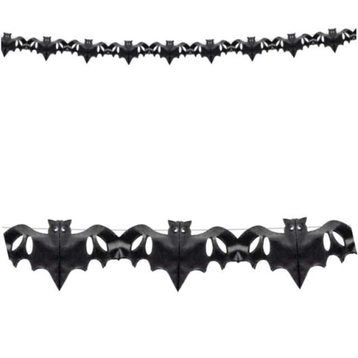 Hodvábny papier GIRLAND BATS čierny HALLOWEEN 4m