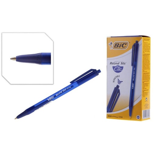 BIC okrúhle STIC CLIC AUTOMATICKÉ guľôčkové pero, MODRÉ