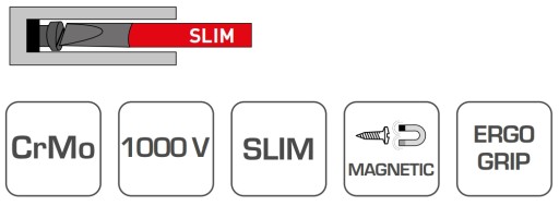 HOGERT PZ2 štíhly krížový skrutkovač 1000V 100 mm