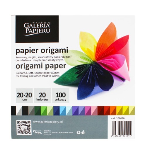 ORIGAMI PAPIER MIX FARBA 20X20CM 100 LISTOV 80G/M2