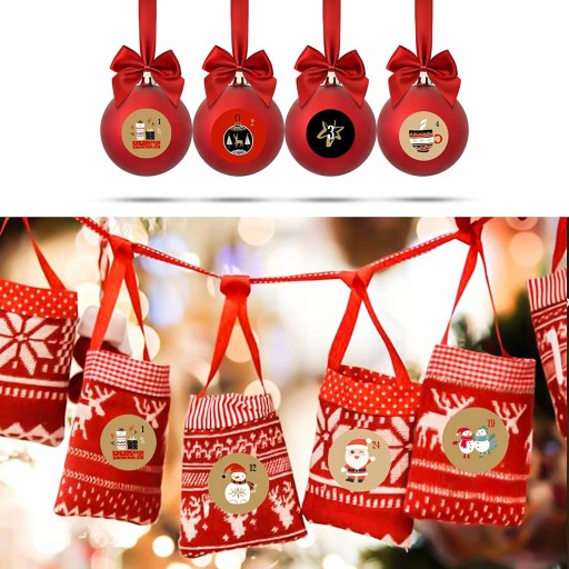NÁLEPKY NA ADVENTNÝ KALENDÁR NA VIANOČNÝ ADVENTNÝ KALENDÁR 24 ks