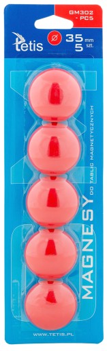 DOSKOVÉ MAGNETY ČERVENÉ HLADKÉ GM302-PC5 TETIS 35MM BLISTER 5 KS