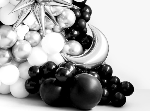 Silvestrovské balóny Silver Black Confetti 30 ks