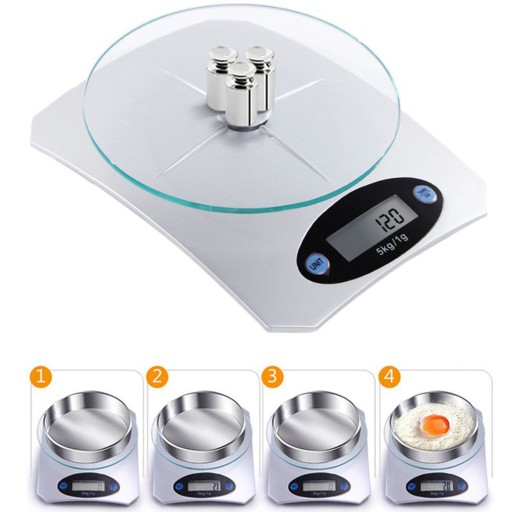 LCD KUCHYŇSKÁ VÁHA DO 5KG, ELEKTRONICKÉ SKLO