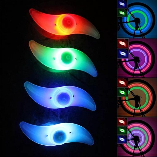 4 x LED SVETLO NA BICYKEL NA KRYT KOLESÁ RGB viacfarebný